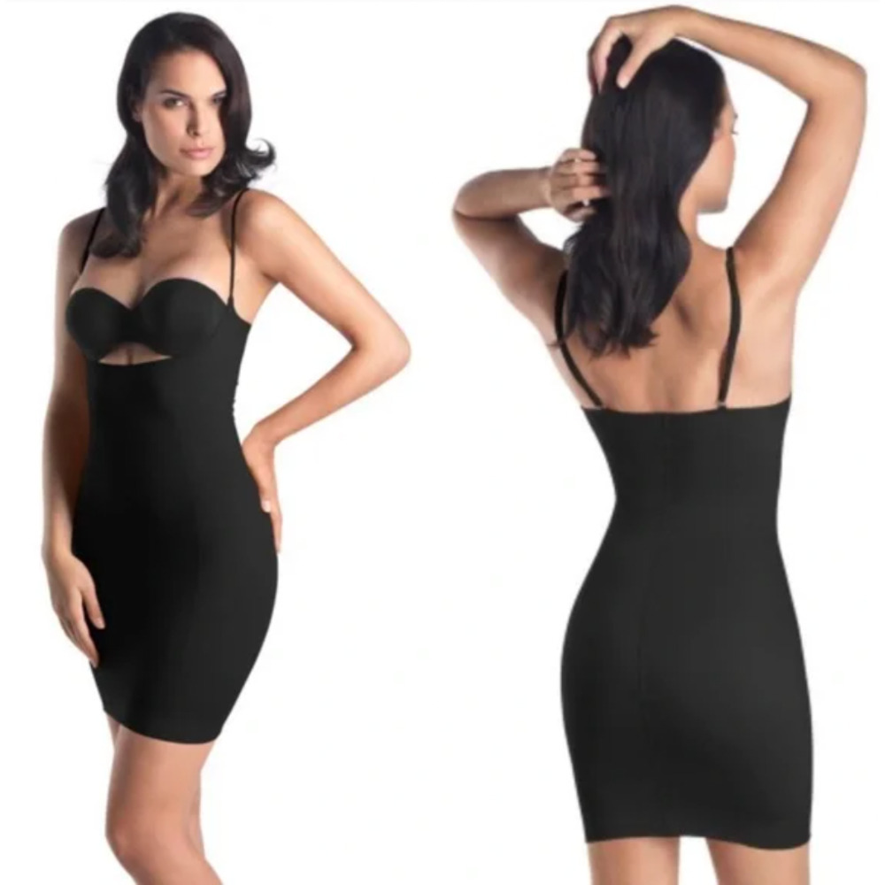 Hanro Shapewear Dress Womens XL Black Body Shaping Slip Micro Fiber Bustless